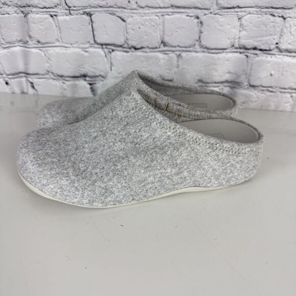 FitFlop Shuv Felt Clogs Slippers in Tiptoe Gray Slide Shoes - Picture 5 of 13
